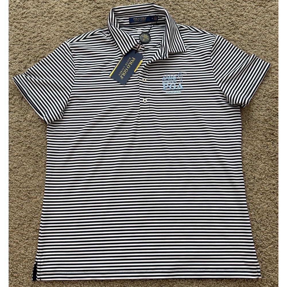 Polo Golf Ralph Lauren KPMG Women's PGA Shirt Medium Stripe UV Protection Golf T